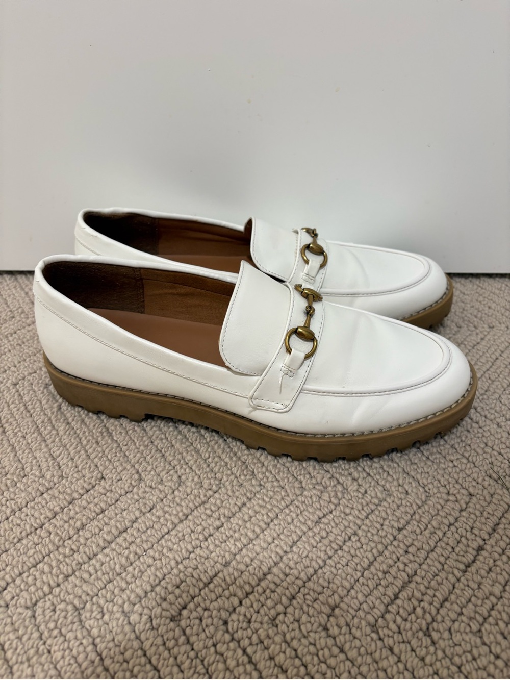 a new day White Leather Loafers with Gold Bit - Picture 5 of 8